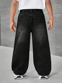 Quần jean denim đen dáng rộng đính đá phong cách đường phố cổ điển Young Boy Bolty, Thu Đông, Thường ngày và đa năng Thu/Đông, Trang phục thường ngày và đường phố, Halloween và Giáng Sinh, Năm mới, Lễ Tạ ơn cho Quần jean mùa đông, Mùa đông, Quần jean đường phố, Thêu, Quần jean đính đá - màu đen - Xem 5