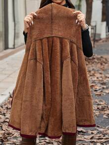 SHEIN LUNE 女士纯色保暖连帽衫，带口袋，常规版型，休闲日常外套，秋冬款 - 紅色 - 查看 7