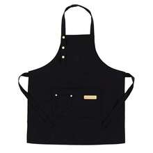 加厚防水围裙，交叉后背设计，带口袋，男女通用，厨房防油污围裙，适用于美甲店、理发店、餐厅、服务员等。 - 黑色 - 查看 5