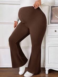 SHEIN 大码孕妇纯色休闲保暖裤