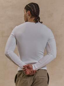 Musero Long Sleeve Slim Fitting Round Neck Thermal T Shirt  Spring&Summer - White - View 4