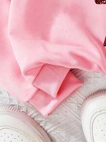 SHEIN Niedlicher, süßer Cartoon Weihnachtsbaum, Schleife, Stern Muster rosa lässig weite Rund-Ausschnitt bequem dick gestrickt Langarm Sweatshirt, geeignet für Herbst/Winter Weihnachten, Mädchen Weihnachten Outfit