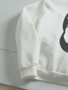 Manfinity ZONE917 Men's Street Hip Hop Vampire Teeth Print Loose Cropped Drop Shoulder Hoodie Hoodie With Fangs White Graphic Hoodie Vampire Fangs Hoodie