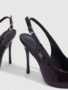 CUCCOO SZL Women's Back Strap Butterfly Decor Lolita Style High Heel Pumps, Burgundy - Coffee Brown - View 9