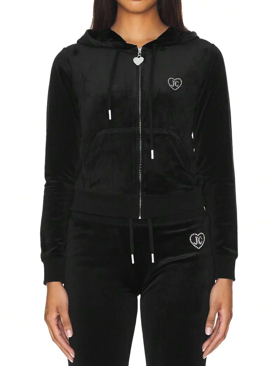 Juicy Couture Women's Full Zip Hoodie Black - Black - View 1