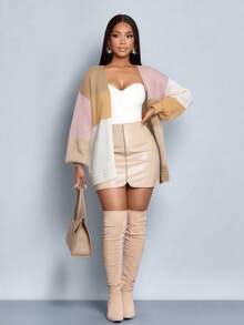 SOLERSUN Women's Fashion Fall Winter New Arrivals Autumn Elegant Casual Colorblock Long Sleeve Knit Sweater Cardigan