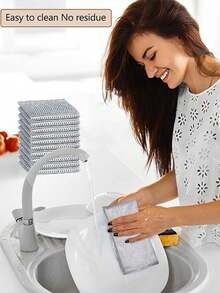 12/10/8/6/4/1pc Magic Cleaning Cloth Thickened Metal Steel Wire Rags Kitchen Dish Pot Washdishing Cloths Towel Clean Tools - Silver - View 6