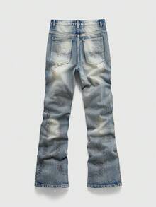 ROMWE MEN Street Life Celana Jeans Flare Berlapis Berlian Berkilau Pria - Biru - View 2