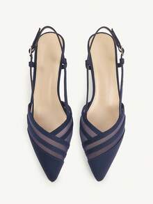 CUCCOO CHICEST Giày cao gót mũi nhọn đế lưới cho nữ, giày thoải mái, thời trang lãng mạn, thanh lịch, chất liệu da lộn giả lưới màu xanh navy, phù hợp đi làm, hẹn hò, các dịp trang trọng, Giáng sinh, Lễ tạ ơn, Năm mới - Màu xanh hải quân - Xem 10