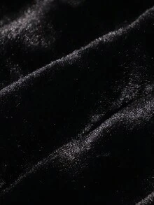 SHEIN Elladie kids 1件女童蓬松仿皮草长袖外套，优雅奢华短款宽松连帽大衣，适合秋冬季搭配裙子、牛仔裤，适合派对和休闲场合穿着。 - 黑色 - 查看 9