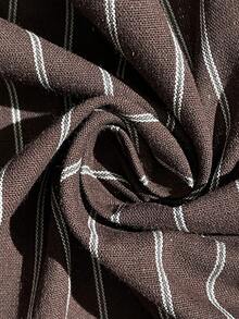 Auralis 大码女式优雅通勤/办公室复古学院风开衫腰棕色长袖条纹衬衫 - 彩色 - 查看 8