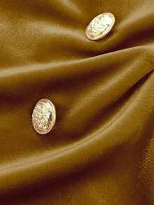 GlowEve Spring/Summer Latest Black Long Sleeve Lace Trim Elegant Fitted Design Gold Decor Button Velvet Jumpsuit, Women Winter, Christmas, New Year Outfit - Gold - View 4