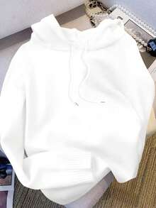 Resyla Women's Minimalist Casual Hooded Long Sleeve Sweater, Versatile For Autumn/Winter - White - View 3