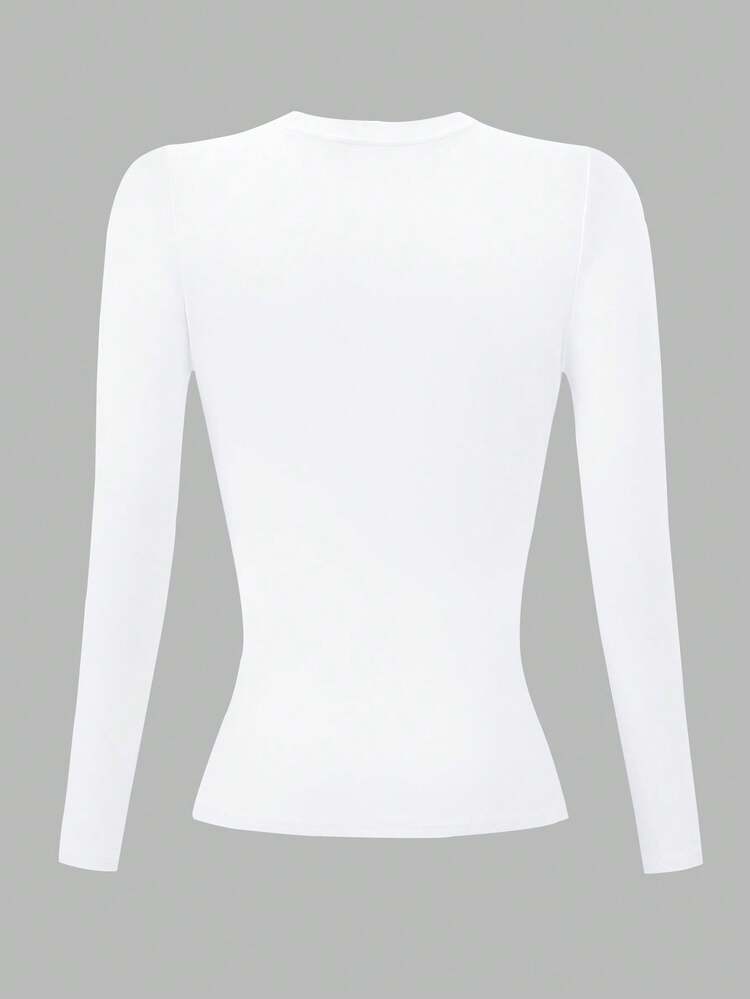 Rovax Áo thun dài tay ôm sát dành cho nữ in kỹ thuật số hình Tượng Nữ thần Tự do - Nhiều màu - Xem 2