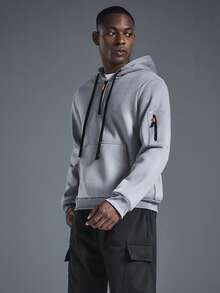 Driftmere Men's Casual Half-Zip Hoodie Sweatshirt And Cargo Pants Set, Fashionable Outdoor Suit, Gym/Training/Running/Fitness Hoodie, Quarter Zip Hoodies Sweatshirt, Daily Casual Spring To Summer - Light Grey - View 5