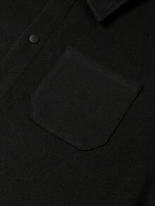 Manfinity Homme 男士口袋贴扣大衣，男士夹克，长袖，黑色，休闲，秋冬 - 黑色 - 查看 3