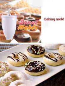 1 Piece White Donut Maker, PP Material, DIY Baking Tool And Milk Frother, Kitchen Baking Supplies - White - View 5