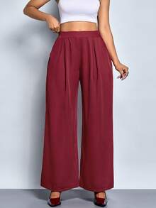 SOLERSUN Pantaloni eleganti da donna, stile old money, rosso vino, adatti per uscite, Natale, Ognissanti, autunno e inverno - Bordò - Visualizzare 3