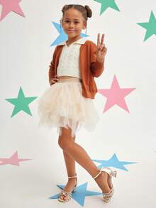 Mini mi Girls' Sparkly Gold Kitten Heel Sandals With Rhinestone Straps & Ankle Buckle – Perfect For Party & Pageant - Gold - View 5