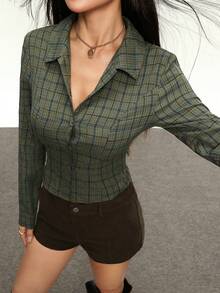 Rina Fox Women's Plaid Long Sleeve Single-Breasted Casual Shirt - Multicolor - View 8