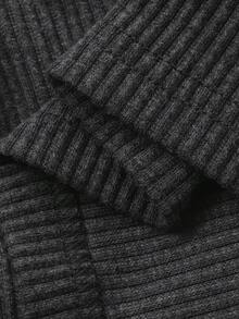 DAZY Women's Striped Shirt Splicing Deep V-Neck Fitted Long Sleeve T-Shirt, Casual School Style Top - Grey - View 7