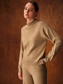 MOTF PREMIUM Conjunto de top de manga larga con cuello alto y pantalones - Albaricoque - Ver 5