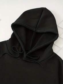 Sudadera con capucha para mujer estilo deportivo número estampado animal print holgada cuello redondo manga larga otoño invierno uso diario hoodie - Negro - Ver 3