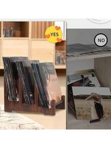 Cirelle 1pc Wooden Record Stand, Vinyl Record Storage, Can Hold 60 Vinyl Records Display Rack, Wooden Album Storage For Vinyl Records, Magazines, Files - Multicolor - View 5