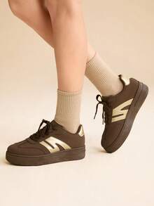 CUCCOO EASI 2025年新款女式厚底运动鞋，休闲运动鞋 - 咖啡棕 - 查看 7