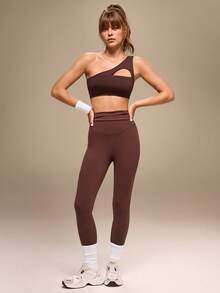 Hanevo 女士休闲运动背心式瑜伽健身文胸 - 咖啡棕 - 查看 5