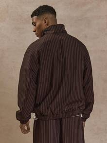 Musero Pinstripe Oversized Long Sleeve Zip Through PREMIUM Tracksuit Set Jacket Only High Neck No Hood Zip Up Pockets SPRING SUMMER - Multicolor - View 4