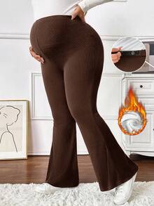 SHEIN 大码孕妇纯色休闲保暖裤