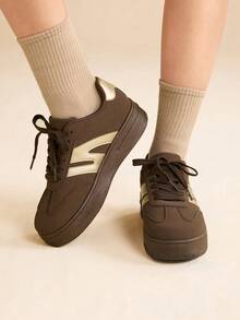 CUCCOO EASI 2025年新款女式厚底运动鞋，休闲运动鞋 - 咖啡棕 - 查看 9