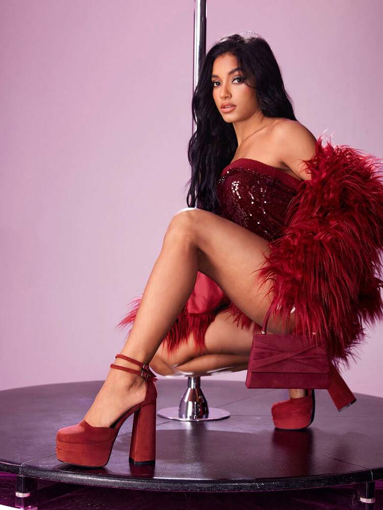 CUCCOO LuxiPop Glossy Patent Leather High Heel Pumps, Elegant Platform Heels Suitable For Music Festivals, Halloween, Christmas, Party, Nightclub