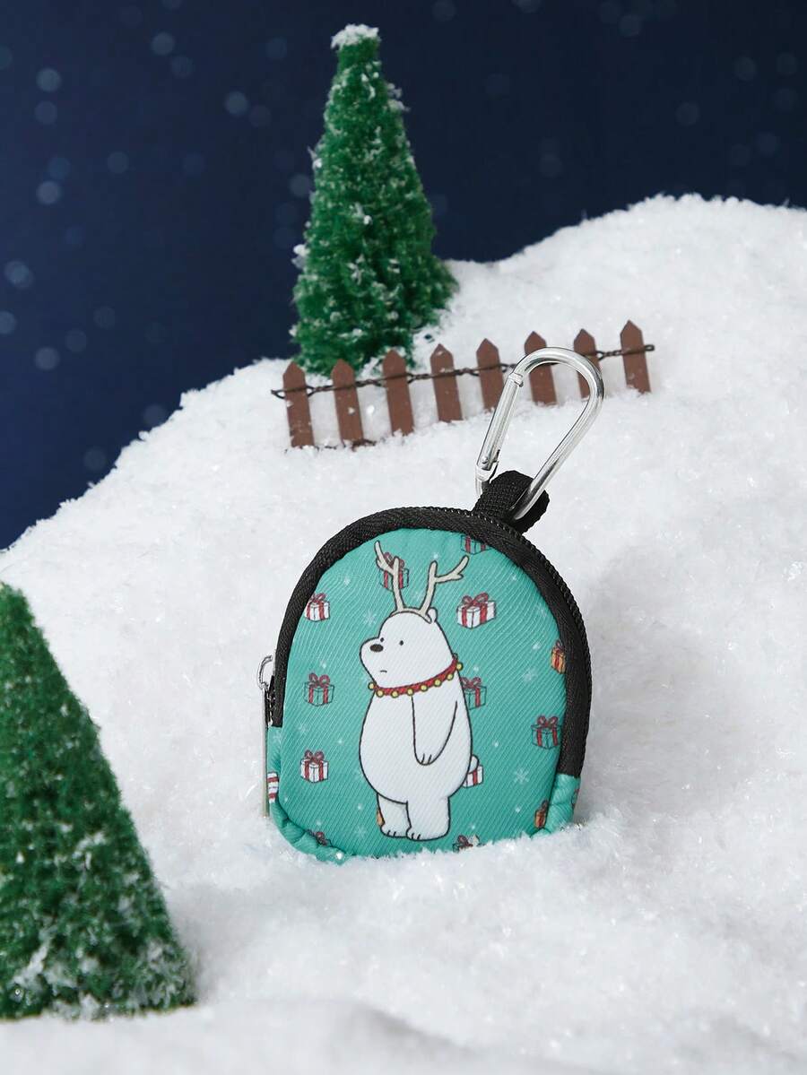 We Bare Bears X SHEIN 带按扣和拉链口袋的零钱包，多功能小袋，零钱收纳钱包，男女皆宜 - 卡通 - 查看 1