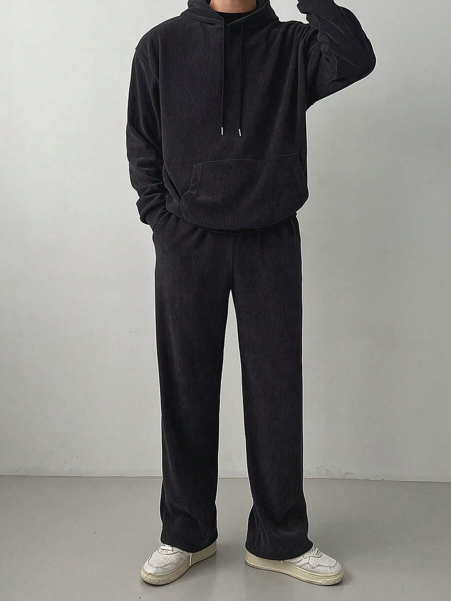 DAZY Bộ áo hoodie dày màu xanh navy trơn dành cho nam, Thu/Đông - Màu xanh hải quân - Xem 1