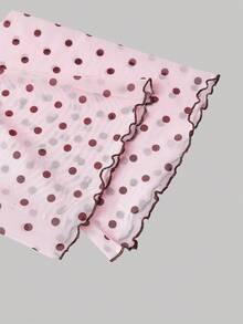 SHEIN MOD 女士粉色波点不对称下摆蝴蝶结上衣和鱼尾裙优雅套装 - 粉色 - 查看 4