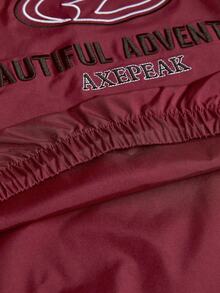 AXEPEAK 男士休闲运动V领字母刺绣卫衣，秋季款，长袖上衣 - 紅色 - 查看 6