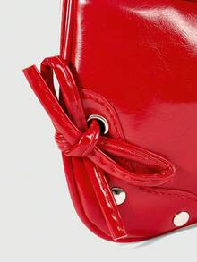 ROMWE Kawaii A New Women's Bag For Autumn And Winter Season, Retro Fashion Shoulder Square Bag With Zip Opening, Small Capacity Lightweight Underarm Bag. Suitable For Women, Students And Office Workers Commuting, Casual Use Of Small Bags - Red - View 5