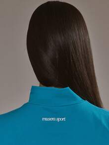 Musera Sport Dipped Hem Zip Through Seamless BBL Jacket Co-Ord Top Only Padel Activewear Sport Gym Workout Alloy Yoga Pilates Fitness Daily Casual - Teal Blue - View 6