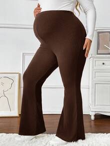 SHEIN 大码孕妇纯色休闲保暖裤