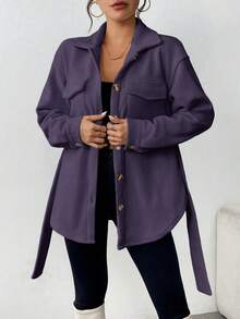 SHEIN LUNE Fantasy-Modern Simple Regular Jacket - Purple - View 5