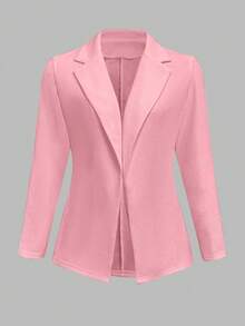 EMERY ROSE Áo khoác blazer dài tay công sở thanh lịch, vừa vặn, màu trơn - Hồng - Xem 3