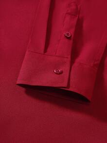 Manfinity Mode 男士紫红色长袖休闲商务衬衫 - 紅色 - 查看 7