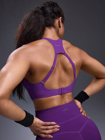 Powerista 女士时尚字母图案露背可调节肩带运动文胸