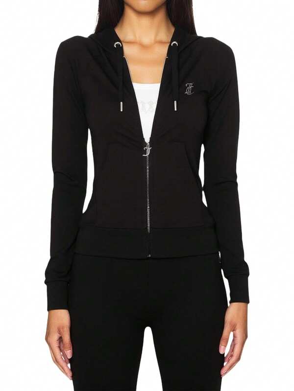 Juicy Couture Women's Full Zip Sweatshirt Black