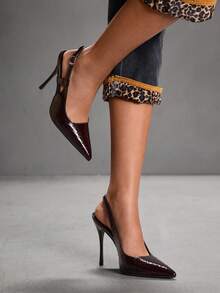 CUCCOO SZL Women's Back Strap Butterfly Decor Lolita Style High Heel Pumps, Burgundy - Coffee Brown - View 3