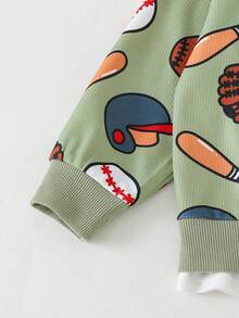 THE HAPPY LOOK 2件套男童卡通运动图案针织柔软圆领长袖套头卫衣和松紧腰裤 - 彩色 - 查看 5