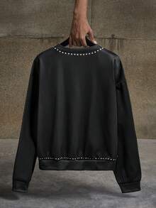 AXEPEAK Men's Casual Spider Eye Print Sweatshirt, Autumn/Winter, Long Sleeve Top - Black - View 2