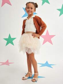 Mini mi #GoldenTwinkle 女童露趾低粗跟水钻亮片香槟色礼服凉鞋 – 闪亮绑带和亮片鞋跟，适合婚礼和庆典。 - 香檳色 - 查看 5